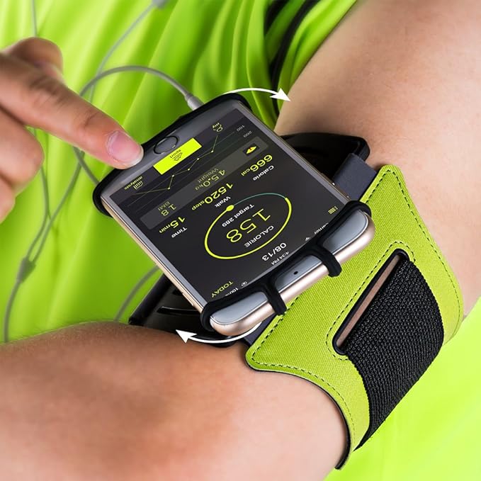 VUP Running Armband 360°Rotatable for iPhone 13/Pro Max/Pro/Mini/12/11/SE/Xs/XR/X/8/7/Plus, Fits All 4-6.7 Inch Smartphones, with Key Holder Phone Armband for Running Hiking Biking (Green)-StrideForce Fitness