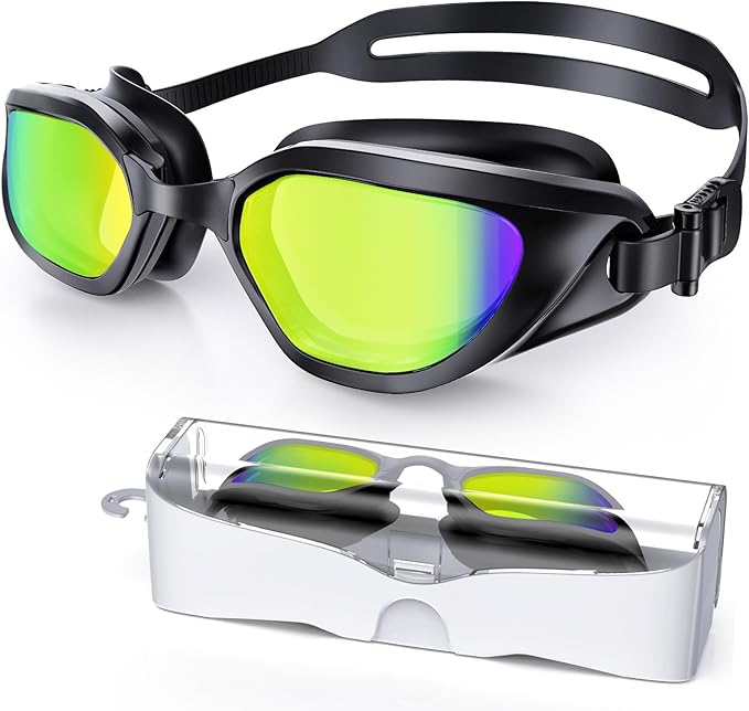 Swim Goggles, Unisex Adult Swimming Goggles Anti Fog Anti UV No Leakage Wide View for Men Women Youth-StrideForce Fitness