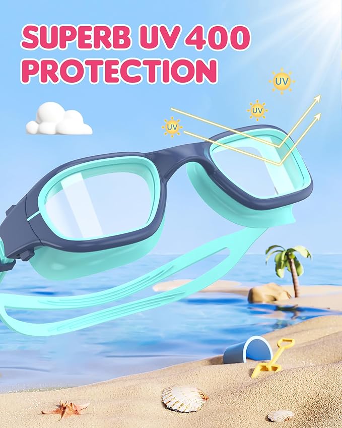 Kids Swim Goggles,Swimming Goggles for Kids 6-14, Anti-Fog UV Protection Pool Glasses for Boys Girls-StrideForce Fitness