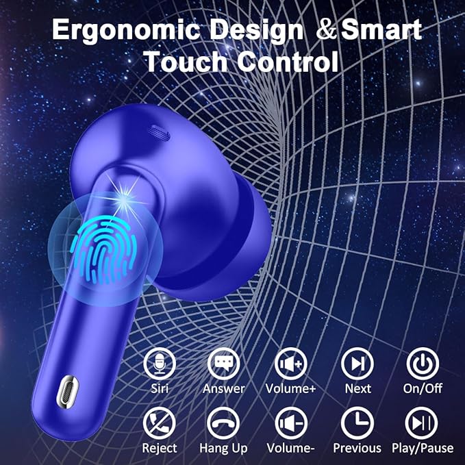 Wireless Earbuds Bluetooth 5.4 Headphones Noise Cancelling, 40H Playtime Bluetooth Ear Bud with Dynamic Drivers Stereo, Sports Earphones Wireless with LED Power Display for Laptop Pad Phones-StrideForce Fitness