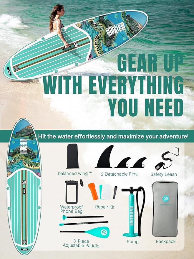 Niphean Inflatable Stand Up Paddle Board with SUP Accessories, Anti-Slip EVA Deck, 10’6’’ Inflatable Paddle Boards for Adults & Youth of All Skill Levels-StrideForce Fitness