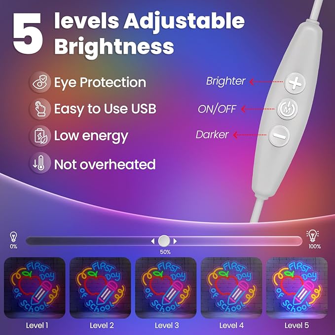 First Day of School Neon Sign for Classroom,Classroom Neon Sign,Colorful LED Back to School Wall Decor,Apple and Pencil Neon Light Sign for Classroom,Preschool,Photo Backdrop,Kids Room-StrideForce Fitness