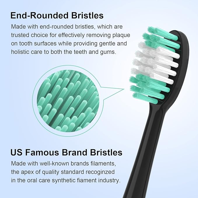 Replacement Toothbrush Heads 10 Pack for AquaSonic Black Series for Vibe Series Black Series pro, and for Duo Series pro Electric Toothbrush,Balck