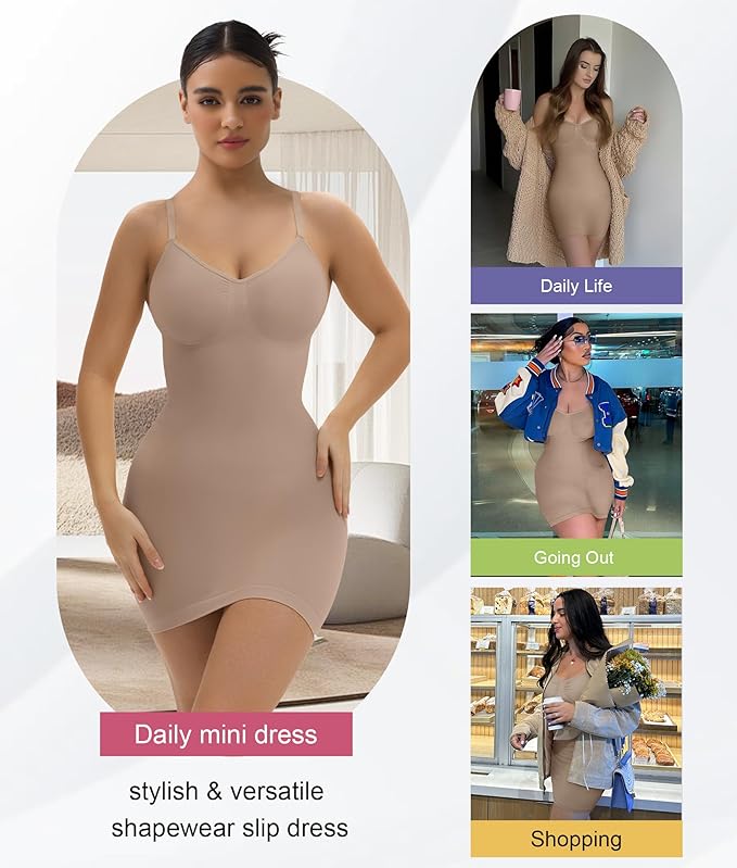 SHAPERX Strapless Shapewear Dress for Women Tummy Control Seamless Full Body Shaper Slip with Removable Straps-StrideForce Fitness