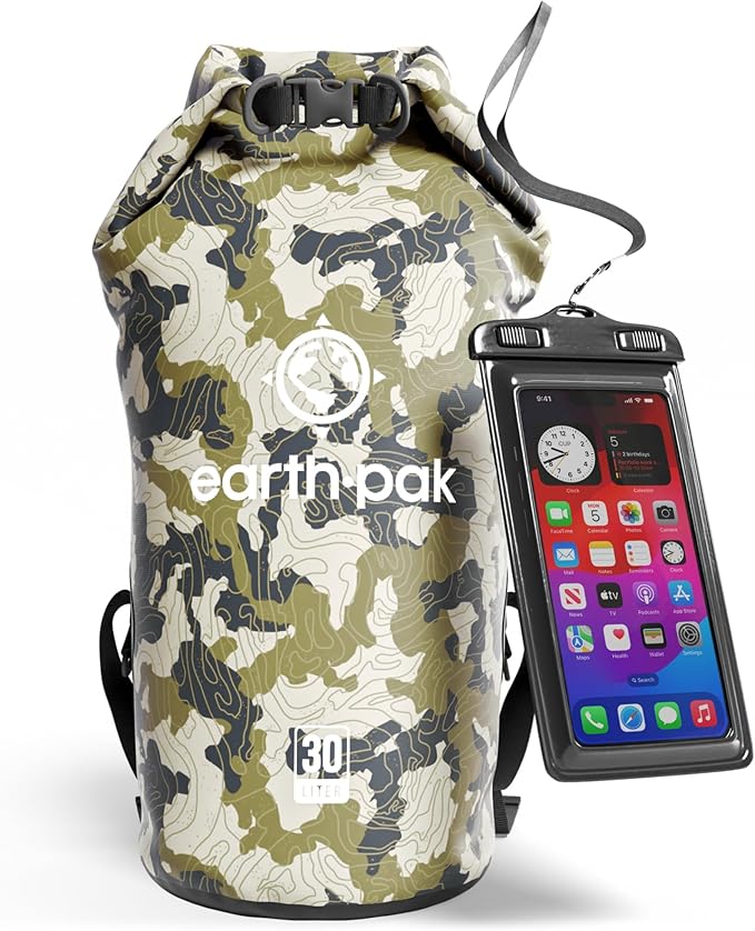 Earth Pak Waterproof Dry Bag - Roll Top Waterproof Backpack Sack Keeps Gear Dry for Kayak with Waterproof Phone Case-StrideForce Fitness