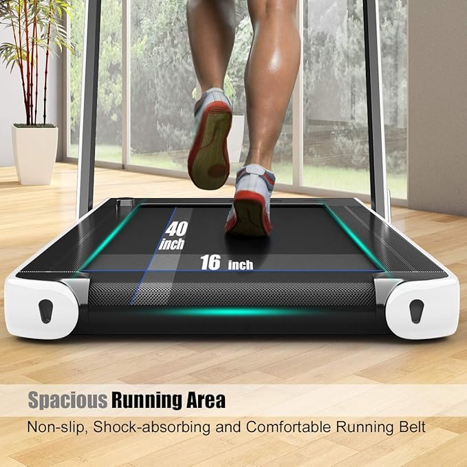 GYMAX Walking Pad, 2.25HP Dual Display Foldable Treadmill for Home with Remote/Smart App Control, Portable Compact Treadmill for Office Under Desk, Folding Running Machine for Small Spaces-StrideForce Fitness