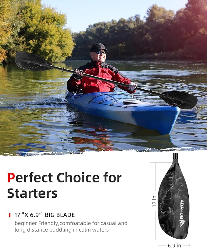 Abahub Adjustable Kayak Paddle 210-230 cm/ 230-250 cm Floating Kayaking Oars Boating Oars Canoeing Oars Black-StrideForce Fitness