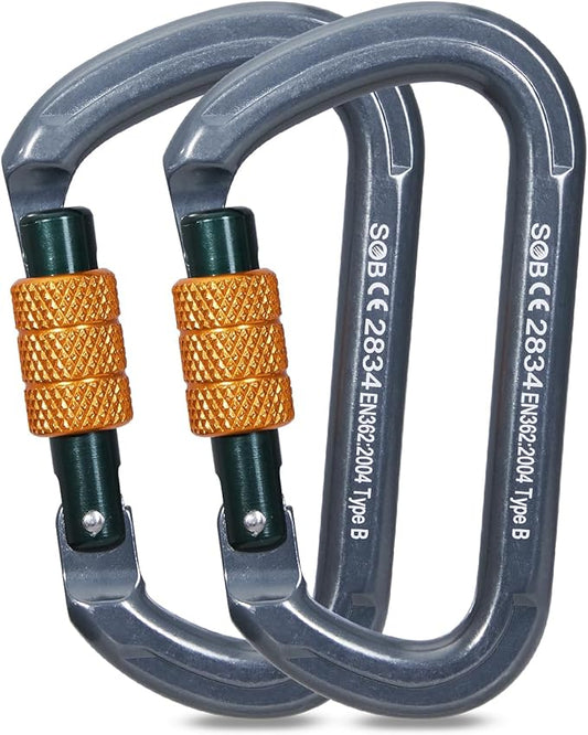 SOB Auto Locking Climbing Carabiner Clips,Heavy Duty Asymmetrical Carabiner Connector Used for Rappelling Gear Rescue Outdoor Projects Dog Leash-StrideForce Fitness