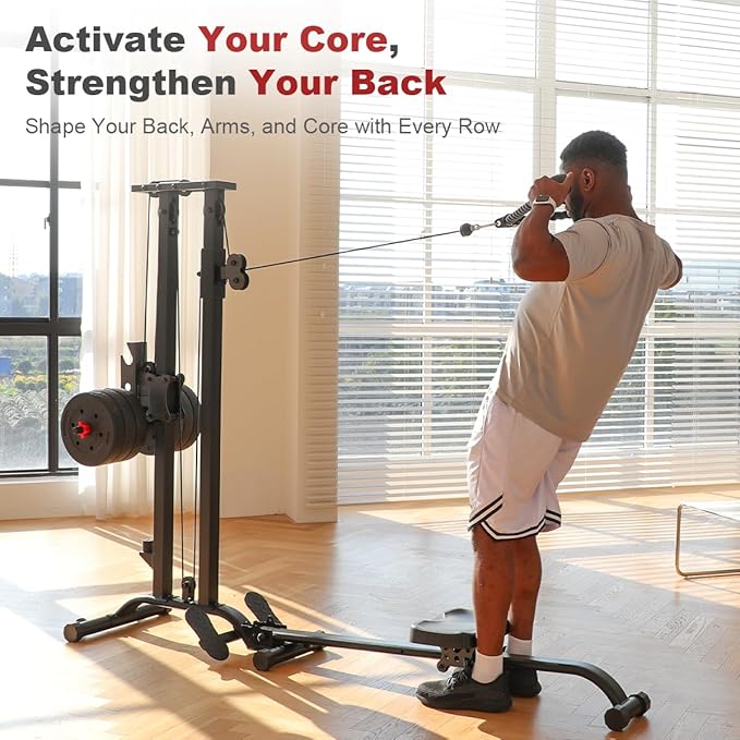 TOUSAINS Cable Machine Home Gym, 330 Lbs Plates Loaded Cable Crossover Machine, 2 in 1 Functional Trainer with Rowing Machine, Space Saving Design for Home Gym-StrideForce Fitness