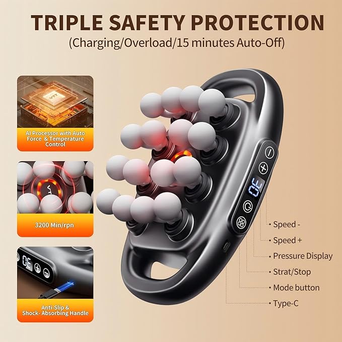 VTT 16-Head Massage Gun Set, Deep Tissue Percussion Massager with 3 Modes & 30 Intensities,Quiet Muscle Massage Gun for Back,Shoulders, Legs, Foot, Body Muscle Pain Relief