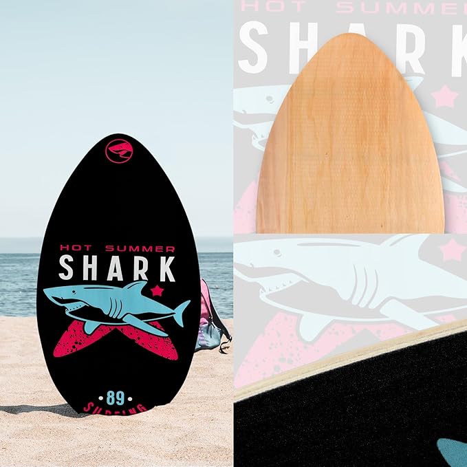 seething 35 Inch Skimboard with High Gloss Coat Wood Skim Board for Beginners,Kids, Teenagers, Adults and All Skimming-StrideForce Fitness