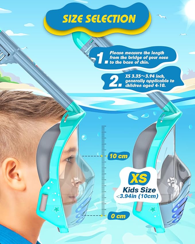 QingSong Kids Snorkel Mask Full Face, Snorkeling Set with Camera Mount, Foldable 180 Degree Panoramic View Snorkeling Gear Anti-Fog Anti-Leak-StrideForce Fitness