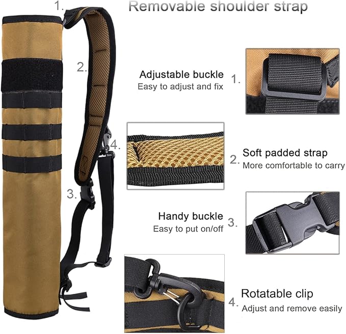 KRATARC Archery Lightweight Back Arrow Quiver Dual Use Foldable Compact Hip Arrows Bag with Molle System Hanged for Target Shooting-StrideForce Fitness