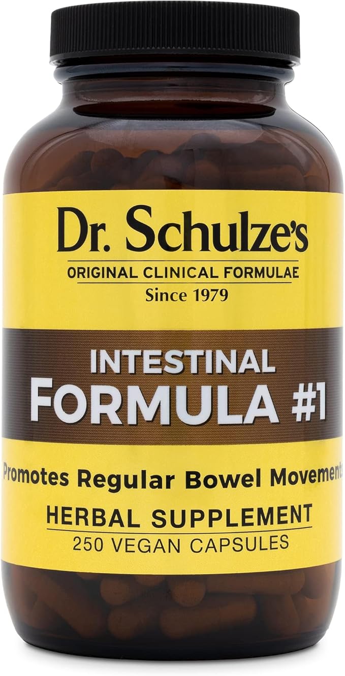 Dr. Schulze's Intestinal Formula #1 | All Natural Bowel Cleanse | Promotes Regular Bowel Movements | Improves Detoxification | Strong Herbal Formula | Family Size | 250 ct Vegan - Packaging May Vary-StrideForce Fitness