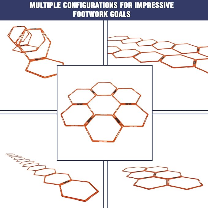 Yes4All Hex Agility Rings/Speed Rings with Carrying Bag – Hexagon Rings, Agility Hurdles for Agility Footwork Training-StrideForce Fitness