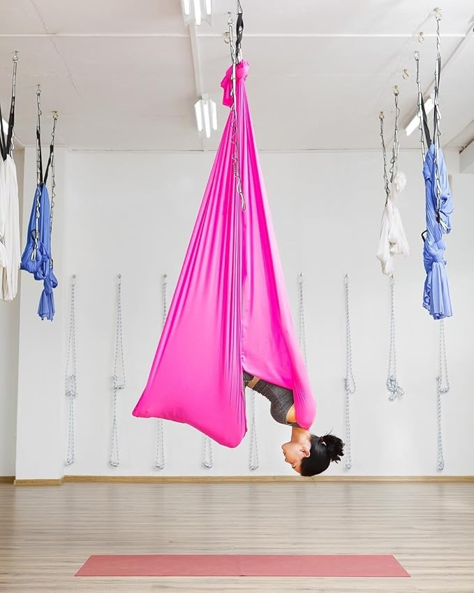 F.Life Aerial Silk Yoga Hammock & Swing for yoga Inversion,Strength training,starter hardware kit-StrideForce Fitness