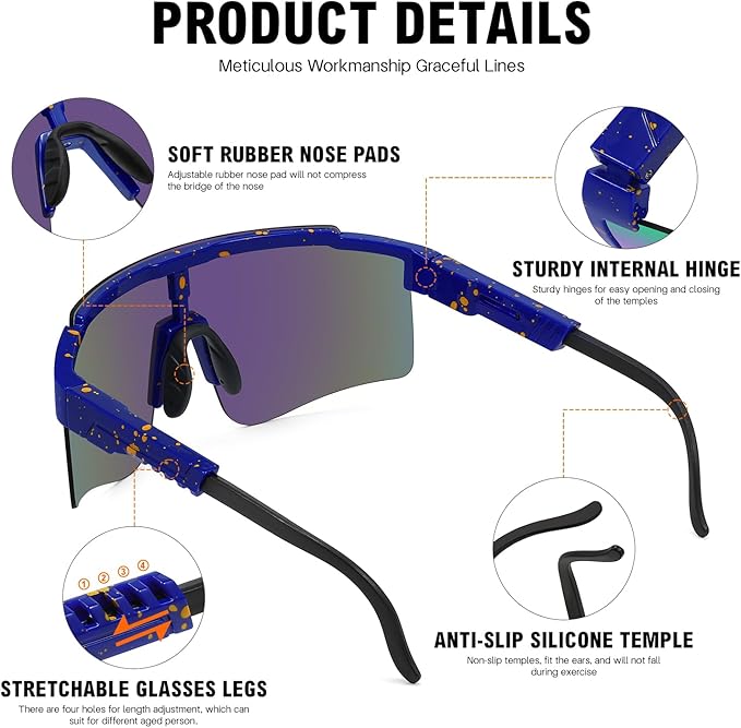 MALIDAK Sports Sunglasses for Mens Women Youth Baseball Sunglasses UV400 Protection Men Cycling Glasses-StrideForce Fitness