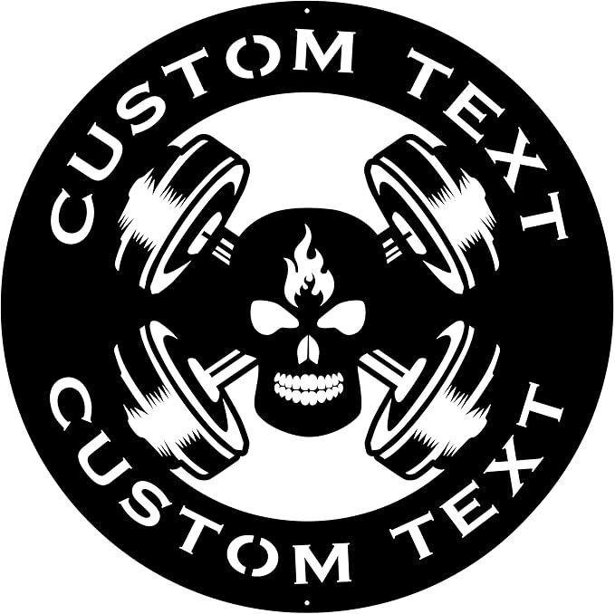 Custom Metal Skull Barbell Gym Name Sign, Dead Lift Den Workout Room Wall Art, Personalized Home Gym Sign, Custom Gym Decor, Workout Garage-StrideForce Fitness