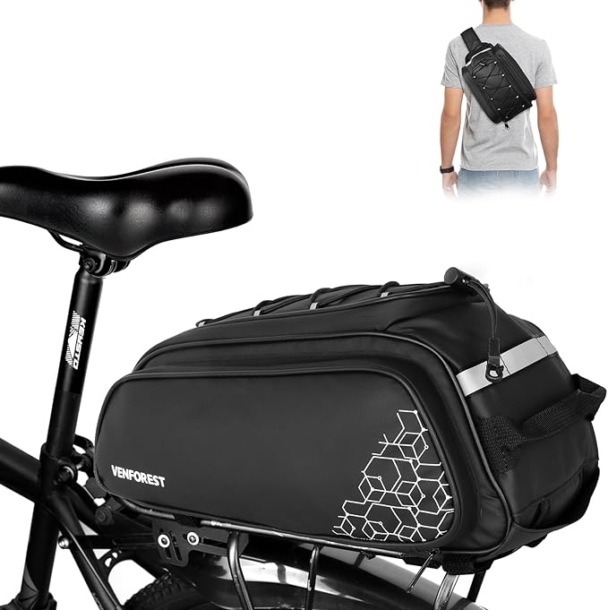 Bike Rear Rack Bag,20L PVC Waterproof Bike Trunk Bag for Road and Mountain Bikes,Multifunctional Bicycle Rear Seat Bag with Rain Cover Bike Saddle Bag for Cycling Trip (Black)-StrideForce Fitness
