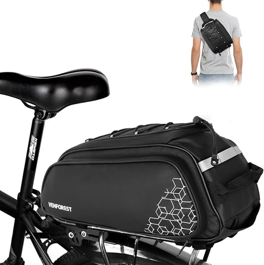 Bike Rear Rack Bag,20L PVC Waterproof Bike Trunk Bag for Road and Mountain Bikes,Multifunctional Bicycle Rear Seat Bag with Rain Cover Bike Saddle Bag for Cycling Trip (Black)-StrideForce Fitness