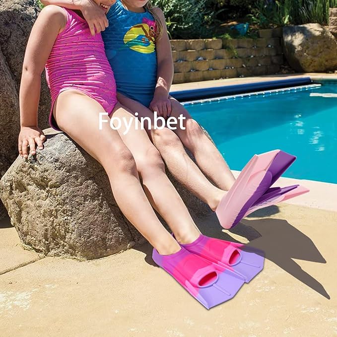 Kids Swim Fins,Short Kids Fins Youth Swimming Flippers for Lap Swimming Training for Children Girls Boys Beginners-StrideForce Fitness
