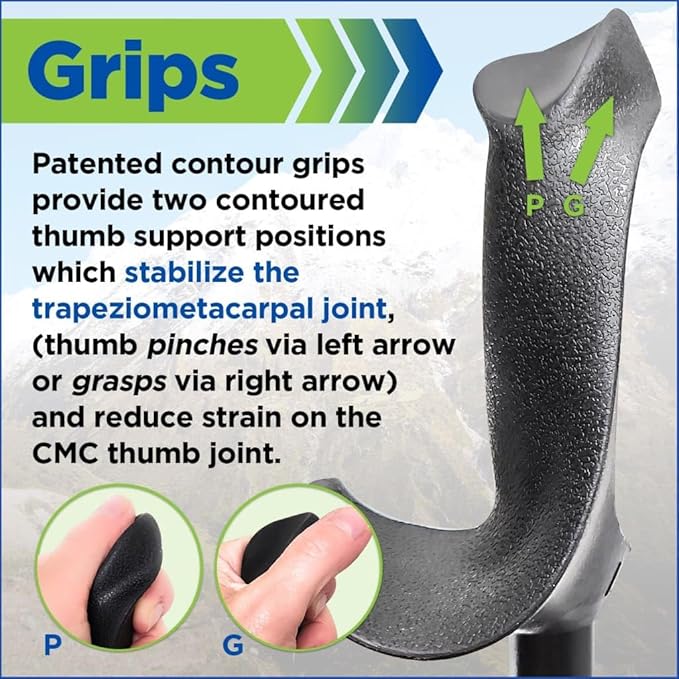 York Nordic Motivator Walking Poles for Balance and Rehab - Patented Stability Grips - Lightweight, Adjustable, and Collapsible - 2 Pieces Adjustable w/flip Locks - Heights 4'6" up to 6'2" - 230 lbs-StrideForce Fitness