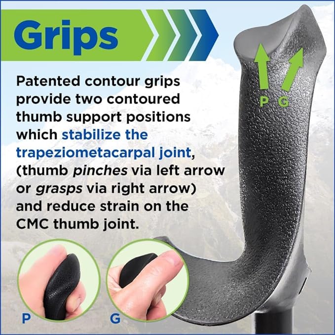 York Nordic Motivator Walking Poles for Balance and Rehab - Patented Stability Grips - Lightweight, Adjustable, and Collapsible - 2 Pieces Adjustable w/flip Locks - Heights 4'6" up to 6'2" - 230 lbs-StrideForce Fitness