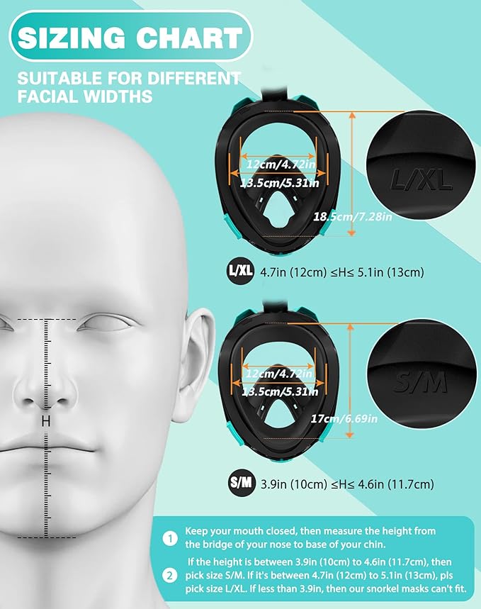 Mask Fins Snorkeling Gear for Adults, Full Face Snorkel Mask & Adjustable Swim Fins Snorkel Set, Panoramic View Snorkel Mask Dry Top Anti-Fog Anti-Leak-StrideForce Fitness