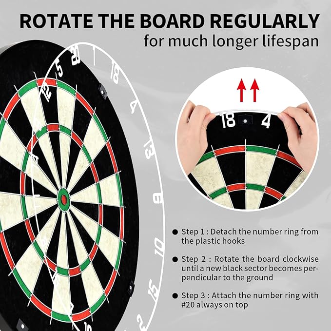 EVA Dartboard Surround Wall Protector, Sisal/Bristle Dartboard and 18g Steel Tip Darts Set Optional-StrideForce Fitness