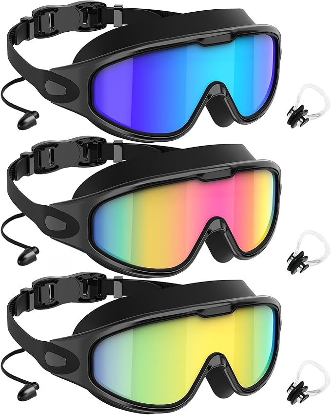 NSSIW Goggles Swimming Adult Swim-Goggles: Wide View with UV400 Protection Anti Fog No Leak for Men and Women 3 Pack-StrideForce Fitness