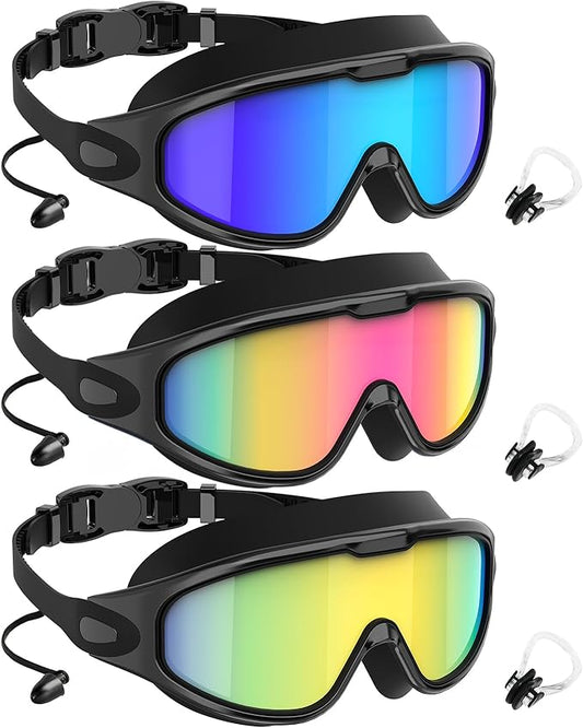NSSIW Goggles Swimming Adult Swim-Goggles: Wide View with UV400 Protection Anti Fog No Leak for Men and Women 3 Pack-StrideForce Fitness
