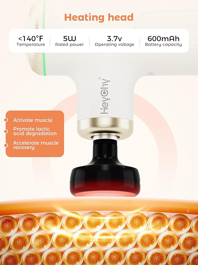 Mini Massage Gun Deep Tissue with Heat, Portable Percussion Muscle Massager for Pain Relief Muscle Relaxtion with Carry Case for Athletes & Home Use