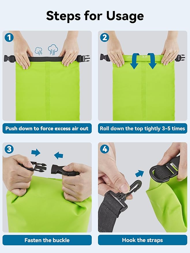 HEETA Waterproof Dry Bag for Women Men(Upgraded Version) 5L/10L/20L/30L/40L Roll Top Lightweight Dry Storage Bag Backpack with Emergency Whistle for Travel, Swimming, Boating, Kayaking, Camping, Beach-StrideForce Fitness