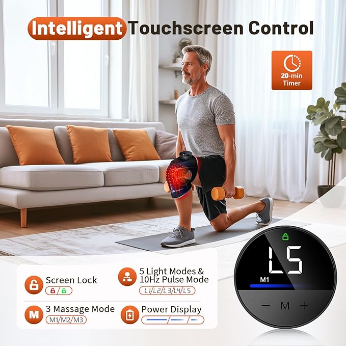 Red Light Therapy Knee Brace with Vibration Knee Massage, Extension Band, Wireless Rechargeable Controller,660nm&850nm Near Infrared Light Therapy Heated Device for Knee/Elbow/Shoulder Pain Relief-StrideForce Fitness