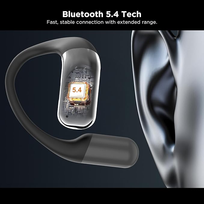 BUGANI Open Ear Headphones Wireless Earbuds,5.4 Bluetooth Headphones, IPX5 Waterproof Ear Buds for Running Workout Cycling Gift (Black)-StrideForce Fitness