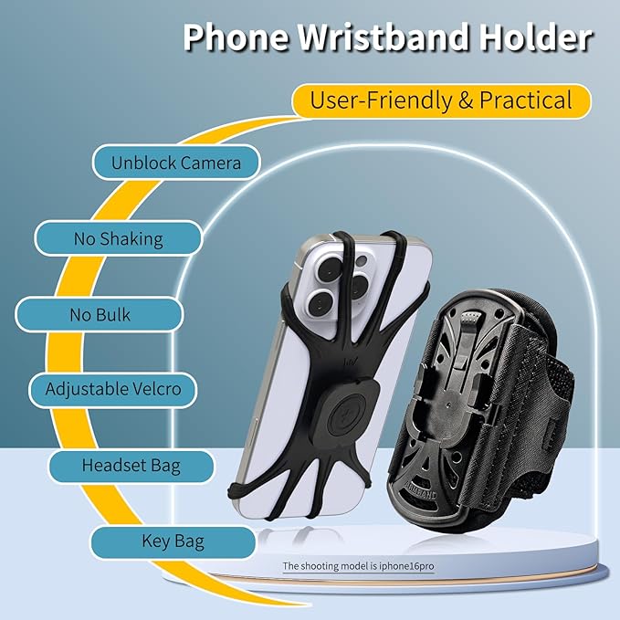 Running Armband 360°Rotatable for Phone Holder,Upgrade Anti-Drop Forearm Phone Armband for iPhone 16/15/14/Pro/Mini/12/11/SE/XR XS,Fits All 4-6.5 Inch Smartphones (ArmBlack)-StrideForce Fitness