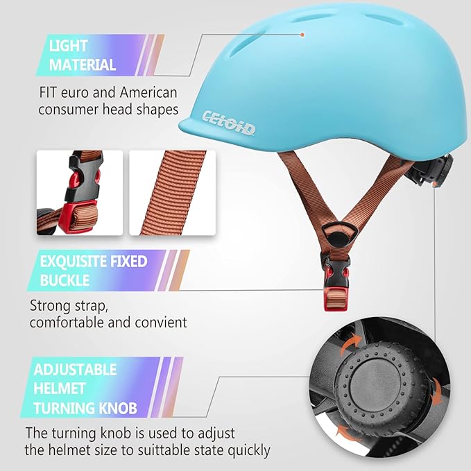 Kids Bike Helmet,Toddler Cyling Helmets for Ages 5-8-9-10-12-14-16Years Youth Boys & Girls,Child Adjustable Multi-Sport Bicycle Skateboard Roller Skate Scooter Balance Skateboarding Helmet-StrideForce Fitness