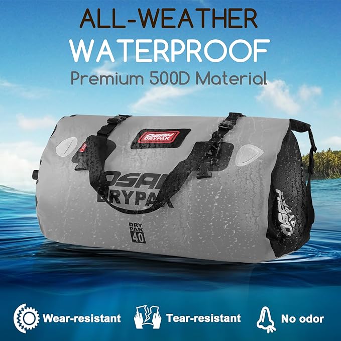 Waterproof Duffel Bag - Motorcycle Dry Bag Tail Bag with Large Storage Space, Waterproof Luggage Duffle Bags with Outer Mesh Zipper Pocket for Camping, Kayaking, Fishing & Traveling-StrideForce Fitness