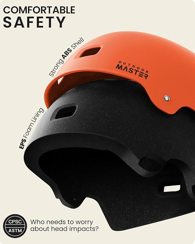 OutdoorMaster Skateboard Cycling Helmet - Two Removable Liners Ventilation Multi-Sport Scooter Roller Skate Inline Skating Rollerblading for Kids, Youth & Adults-StrideForce Fitness