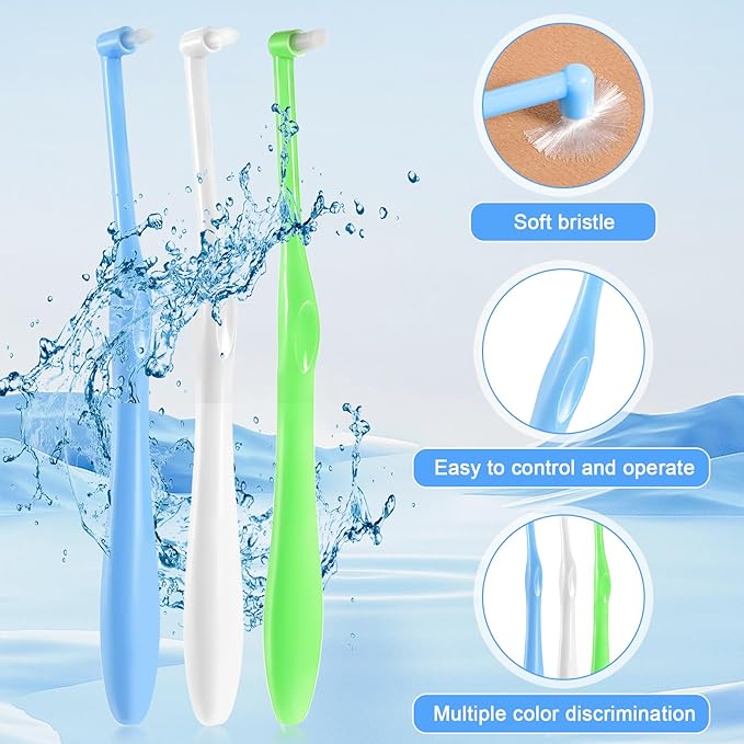 6Pcs End Tuft Toothbrush, Orthodontic Toothbrush Small Head, Ultra Soft Gum Brushes for Braces, Implants, Retainers and Teeth Detail Cleaning, Extra Small Head for Hard-to-Reach Areas