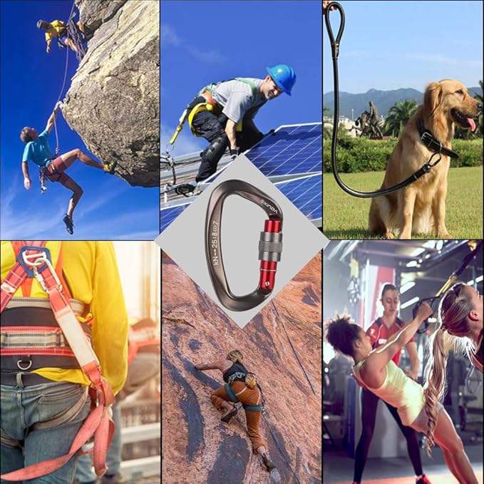 Screwgate Locking Carabiner Clip - Professional Rock Climbing Carabiner Screw Lock,Heavy Duty Carabiners for Climbing,Mountaineer,Hammock,Camping,Outdoor Equipment-StrideForce Fitness