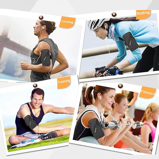 Phone Holder Arm Band, Small Crossbody Shoulder Holsters Bag with Arm Bands, Fits iPhone and Android, Use for Running, Walking, Hiking & Biking (6.7 Inches, Black)-StrideForce Fitness