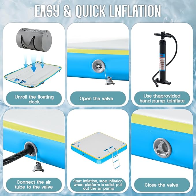 Specraft Inflatable Floating Dock, Non-Slip Air Dock Platform loating Island Raft with Rope Ladder for Pool Lake Beach Ocean-StrideForce Fitness