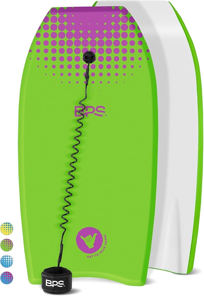 BPS New Zealand ‘Shaka’ Body Board for All Wave Conditions - Lightweight with EPS Core, HDPE Slick Bottom, Body Boards for Beach with Wrist Leash and Plug for Kids and Adults - All Skill Levels-StrideForce Fitness