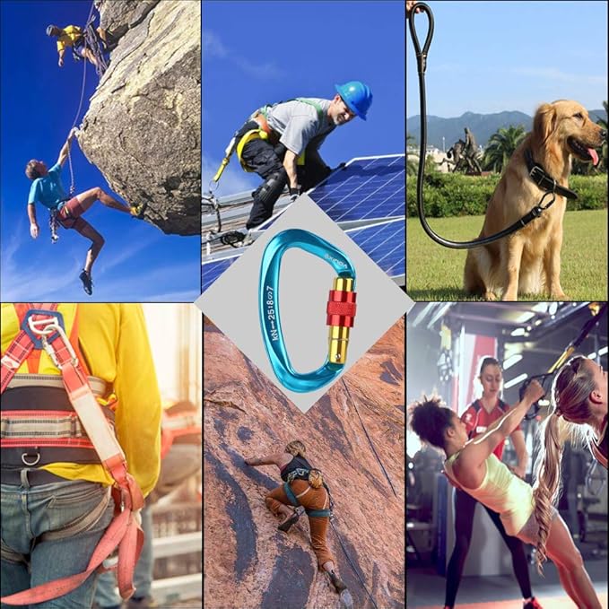 Screwgate Locking Carabiner Clip - Professional Rock Climbing Carabiner Screw Lock,Heavy Duty Carabiners for Climbing,Mountaineer,Hammock,Camping,Outdoor Equipment-StrideForce Fitness