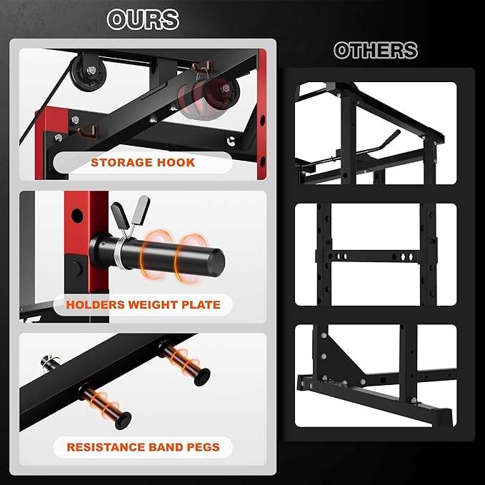 S21 Power Cage, Multi-Function Power Rack with Adjustable Cable Crossover System, 2000LBS Squat Rack for Home Gym with More Training Attachments-StrideForce Fitness