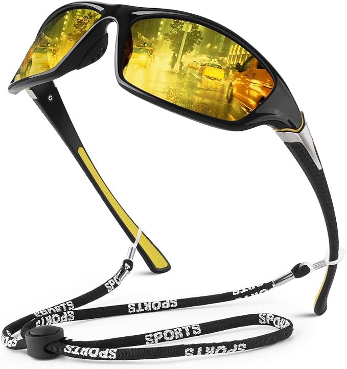 Polarized Sports Sunglasses for Men Women,Fishing Driving Rectangular Goggles UV400 Protection-StrideForce Fitness