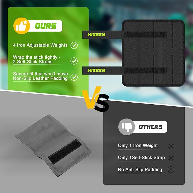 Hikeen Professional Hockey Stick Weight,Adjustable 4-16 Ounces Weights Training Aid,Anti-Slip Durable Hockey Stick Weight for Stick Speed, Timing and Puck Control-StrideForce Fitness