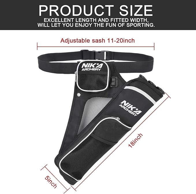 Archery Arrow Quiver Holder, 3-Tubes Hip Quiver Arrow Bag with Adjustable Belt for Youth & Adults Arrows Hunting Target Practicing-StrideForce Fitness