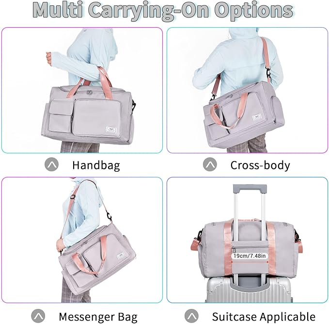 FIORETTO Women's Gym Duffle Bag with Shoes Compartment, 37L Capacity, Ideal for Travel, Gym, Sports, Duffel, Weekender-StrideForce Fitness